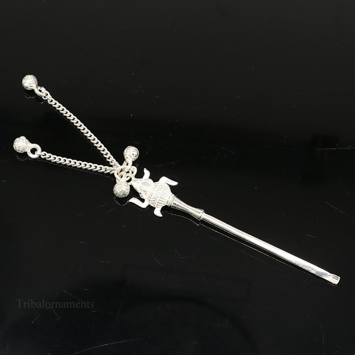 3" inches long handmade solid sterling silver kum kum sticks, eyeliner stick, kajal sticks, surma stick, brides vintage style gift su400 - TRIBAL ORNAMENTS