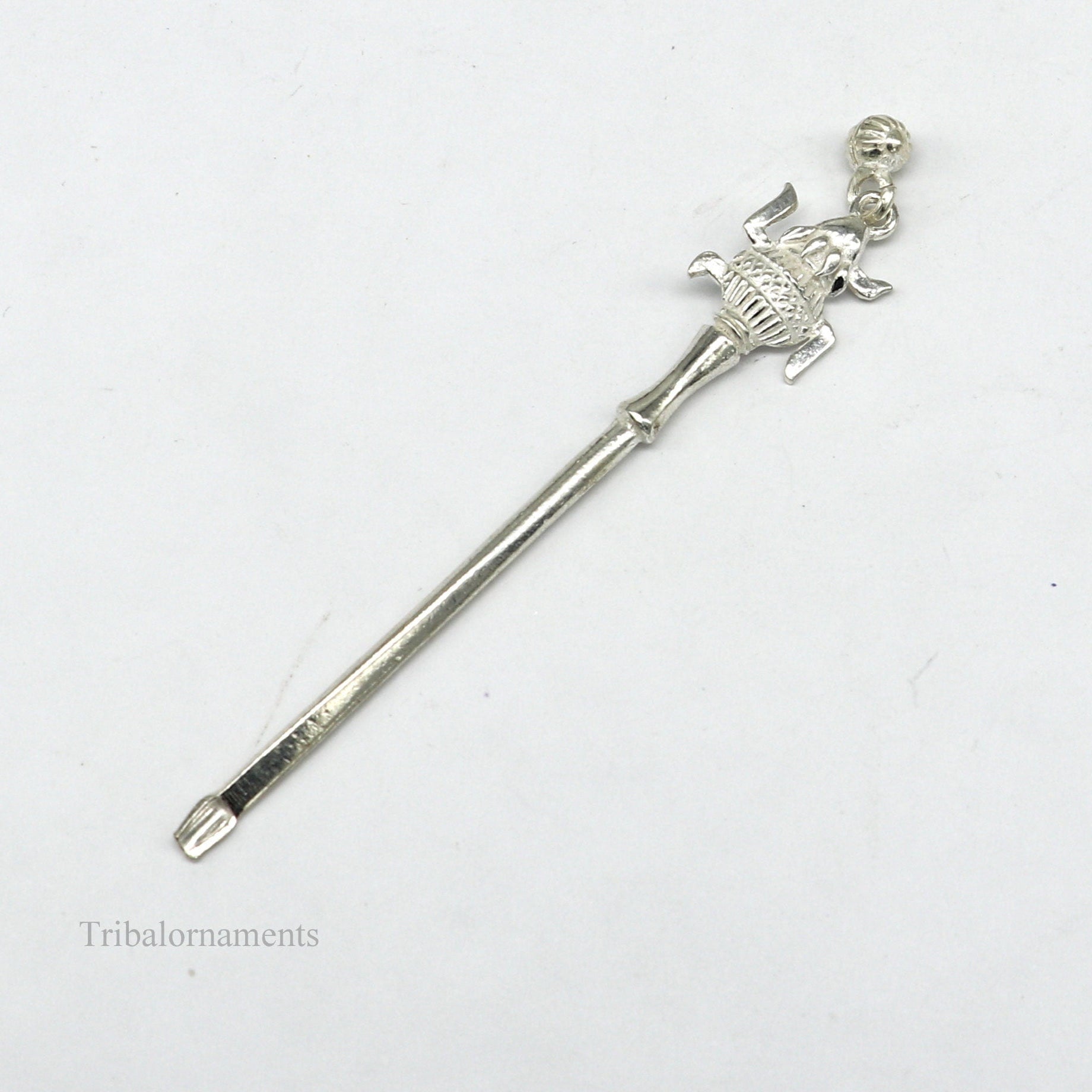 3" inches long handmade solid sterling silver kum kum sticks, eyeliner stick, kajal sticks, surma stick, brides vintage style gift su401 - TRIBAL ORNAMENTS