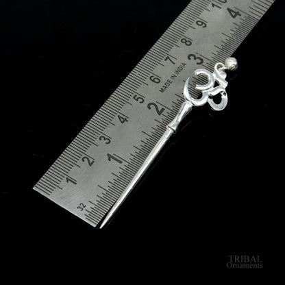Handmade 3-inch sterling silver kum kum sticks with intricate designs, traditional eyeliner and kajal sticks for brides in vintage style.