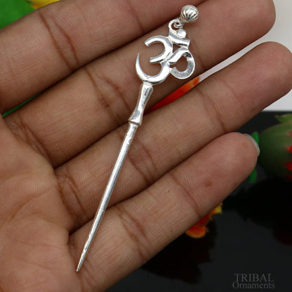 Handmade 3-inch sterling silver Kum Kum sticks for eyeliner and kajal, vintage bridal style surma sticks by Tribal Ornaments.