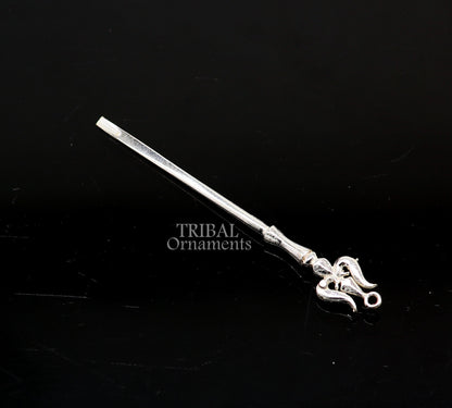3" inches long handmade solid sterling silver Trident design kum kum sticks, Sindur stick, brides vintage style brides gift su1027 - TRIBAL ORNAMENTS