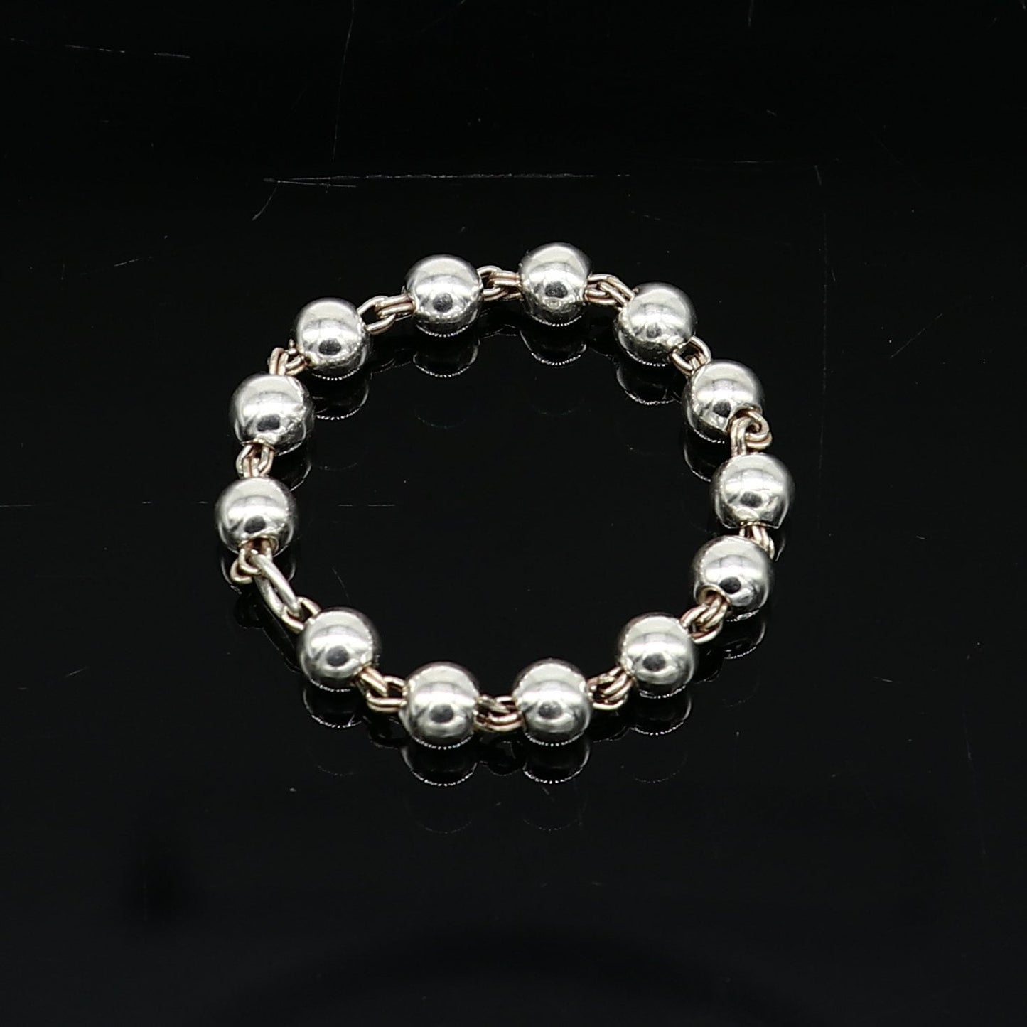 3" inches long handmade sterling silver beaded bracelet or necklace for baby krishna figurine or sculpture, best puja necklace sbr225 - TRIBAL ORNAMENTS