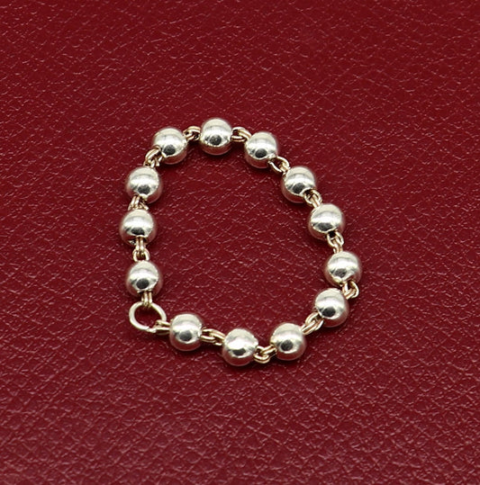 3" inches long handmade sterling silver beaded bracelet or necklace for baby krishna figurine or sculpture, best puja necklace sbr225 - TRIBAL ORNAMENTS