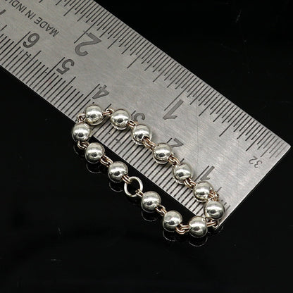 3" inches long handmade sterling silver beaded bracelet or necklace for baby krishna figurine or sculpture, best puja necklace sbr225 - TRIBAL ORNAMENTS