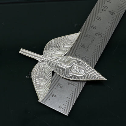 3" Lord Shiva bel Patra Solid silver handmade solid belva patra, shiva worshipping/ puja article, bel tree leaves for puja su674 - TRIBAL ORNAMENTS