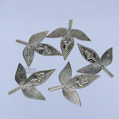 3" Lord Shiva bel Patra Solid silver handmade solid belva patra, shiva worshipping/ puja article, bel tree leaves for puja su674 - TRIBAL ORNAMENTS