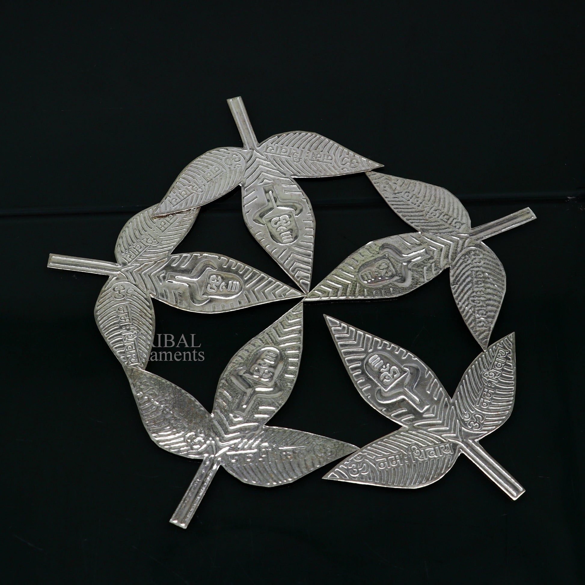 3" Lord Shiva bel Patra Solid silver handmade solid belva patra, shiva worshipping/ puja article, bel tree leaves for puja su674 - TRIBAL ORNAMENTS