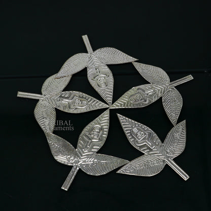 3" Lord Shiva bel Patra Solid silver handmade solid belva patra, shiva worshipping/ puja article, bel tree leaves for puja su674 - TRIBAL ORNAMENTS