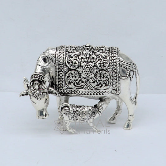 3" x 2" cow 925 sterling silver Kamdhenu cow, deity's cow, wishing cow, silver worshipping article for wealth and prosperity art631 - TRIBAL ORNAMENTS