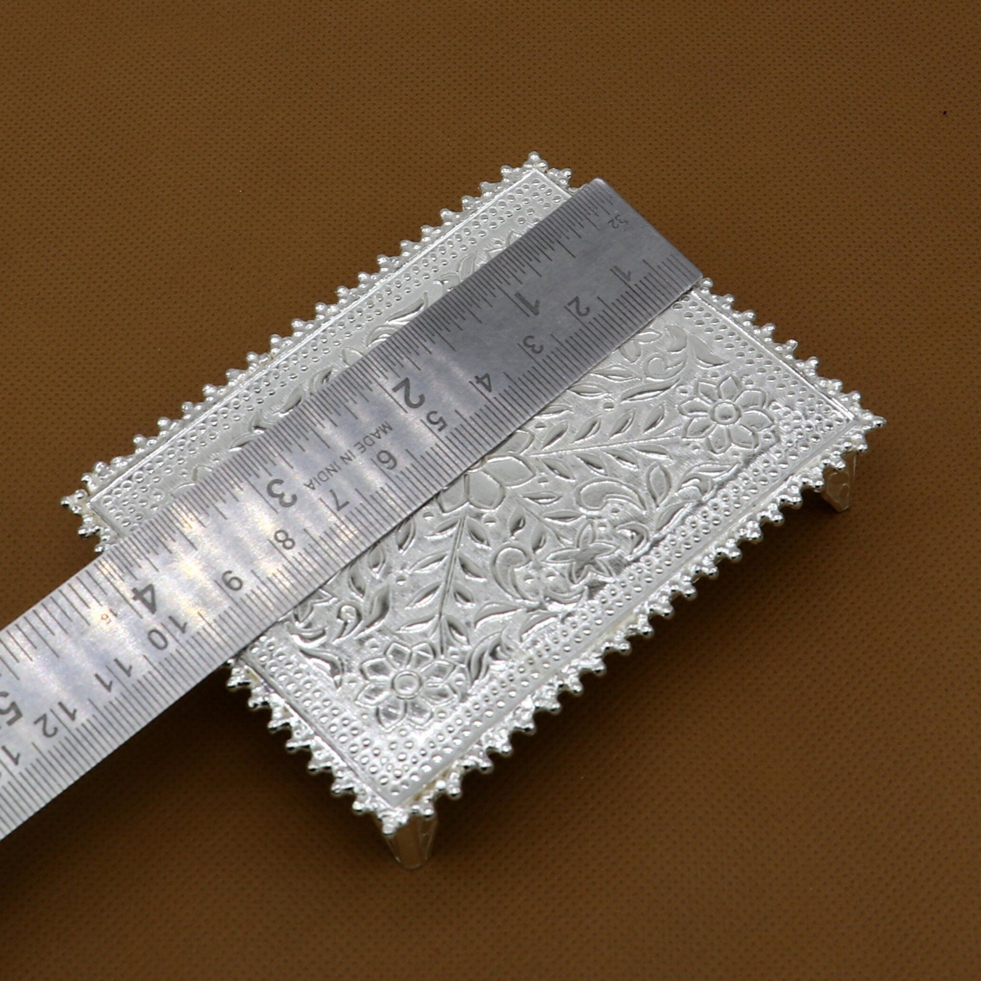 3"x4" Vintage design Sterling silver handmade customize small rectangle shape table/bazot/chouki, excellent home puja utensils  su1264 - TRIBAL ORNAMENTS