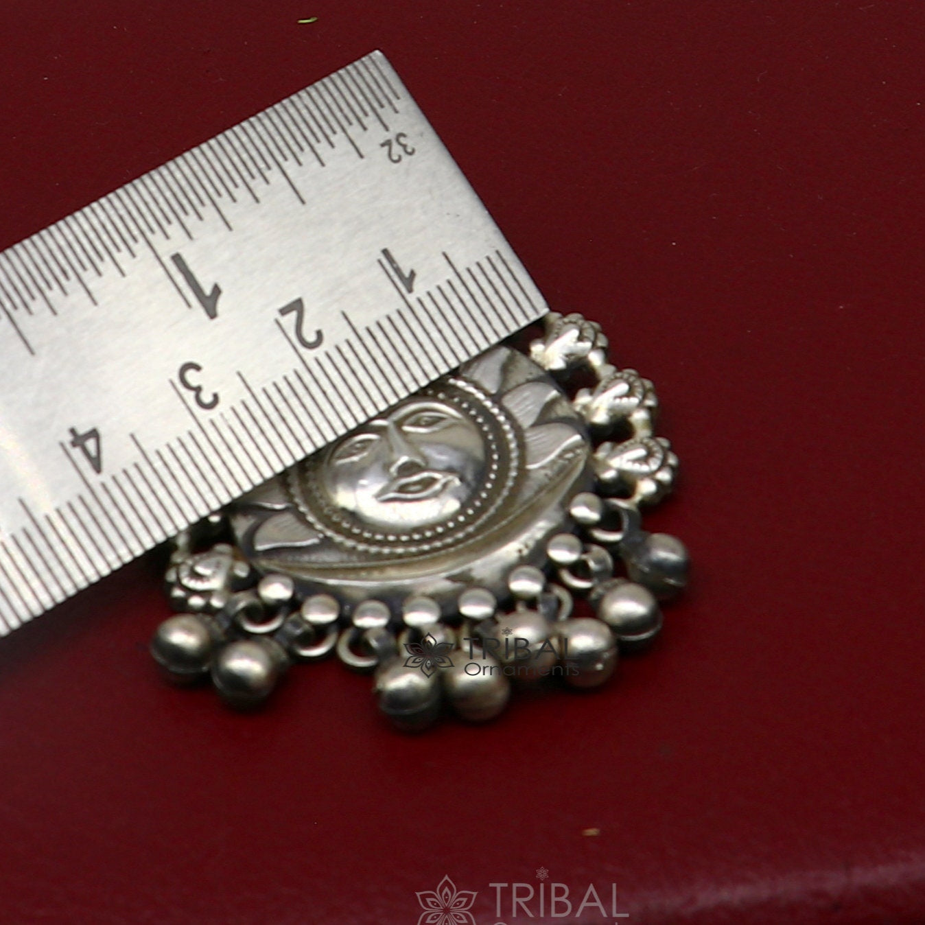 30" 4 mm Beaded chain with amazing sun face pendant 925 sterling silver handmade charm necklace with fabulous hanging drops jewelry set628 - TRIBAL ORNAMENTS