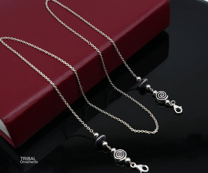 Sterling silver Cuban link chain for women, stylish eyeglass and mask chain, 30 inches long, by TRIBAL ORNAMENTS.