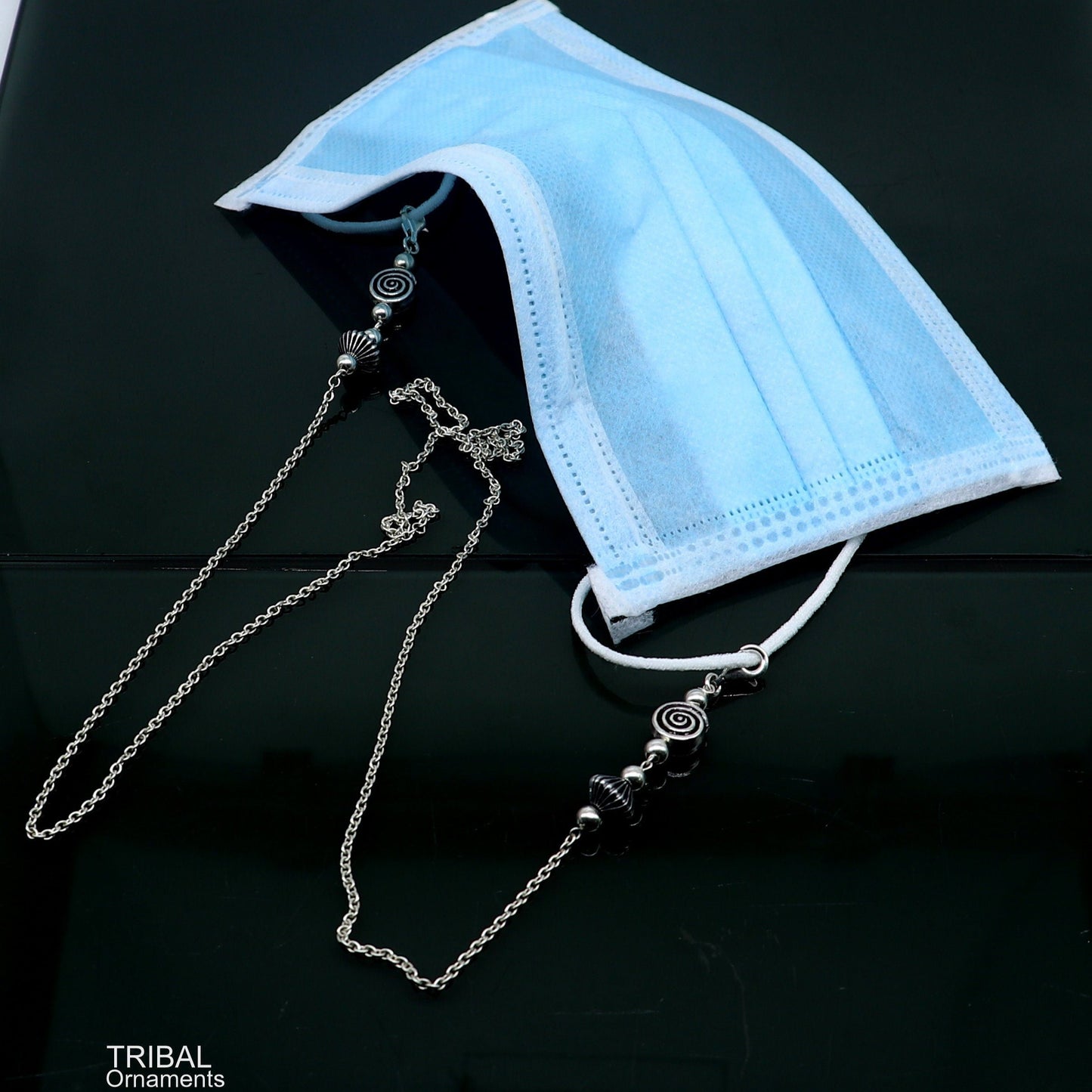 30" long Sterling silver Face Mask Chain ,Eyeglass Glasses Chains, cuban link chain Women Stylish Sunglass Eyeglass Cord mask chain ch139 - TRIBAL ORNAMENTS