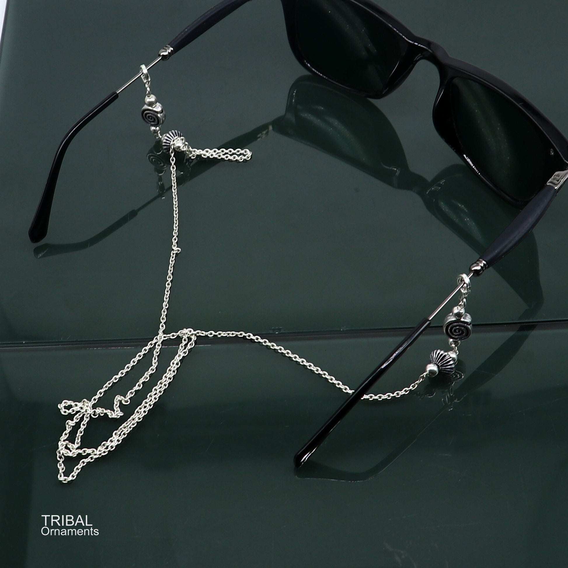 30" long Sterling silver Face Mask Chain ,Eyeglass Glasses Chains, cuban link chain Women Stylish Sunglass Eyeglass Cord mask chain ch139 - TRIBAL ORNAMENTS