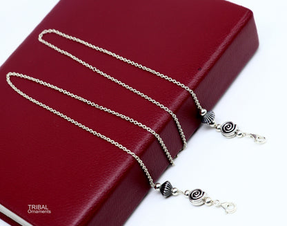 Sterling silver Cuban link chain for women, 30 inches long, stylish eyeglass and mask chain from TRIBAL ORNAMENTS.