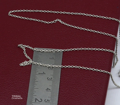 30-inch sterling silver Cuban link chain by TRIBAL ORNAMENTS, stylish eyeglass and mask chain for women, with a sleek, polished finish.