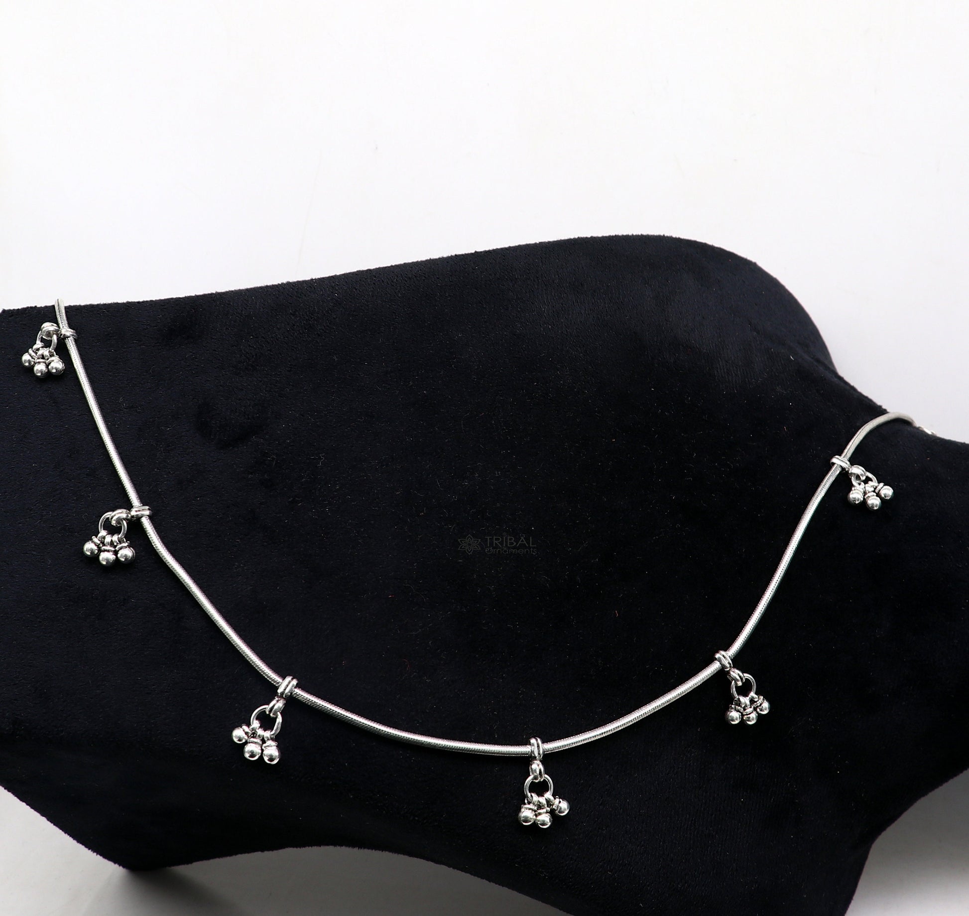 32" to 34" 925 sterling silver snake chain with hanging drops waist chain, belly chain wedding saree chain belly dance tribal jewelry wch27 - TRIBAL ORNAMENTS