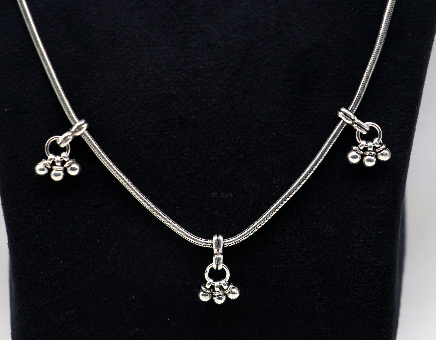 32" to 34" 925 sterling silver snake chain with hanging drops waist chain, belly chain wedding saree chain belly dance tribal jewelry wch27 - TRIBAL ORNAMENTS