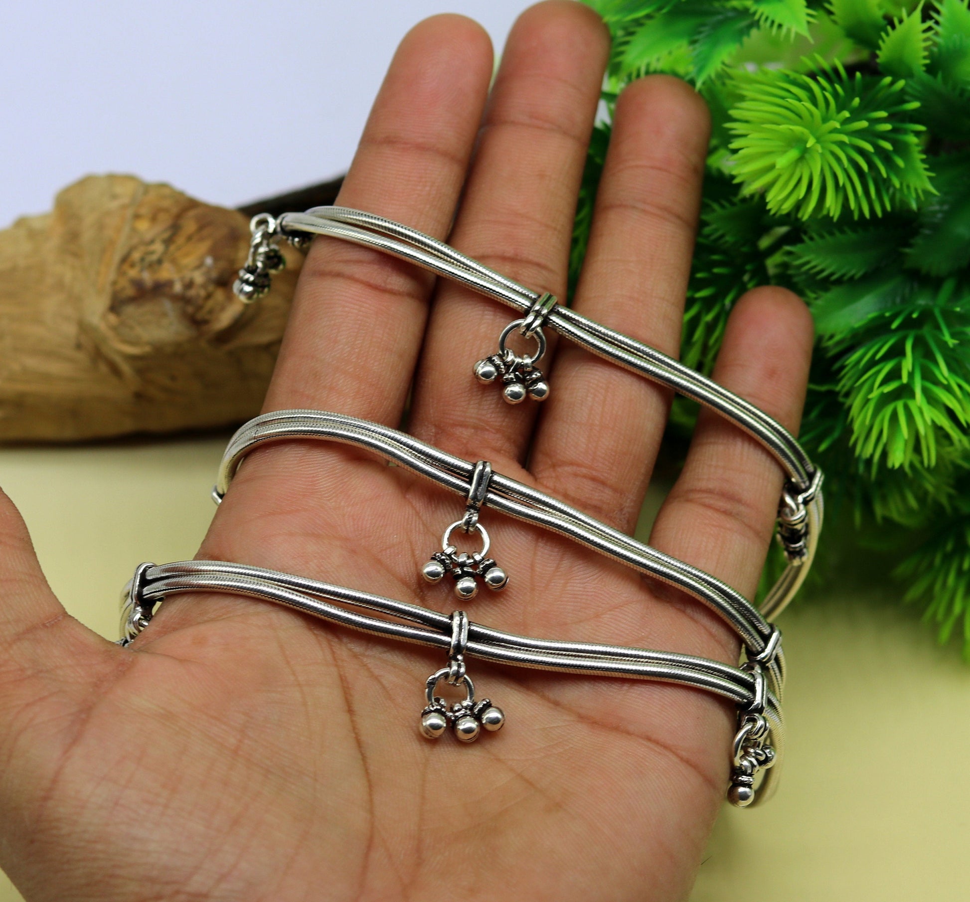 32" to 34" handmade adjustable 925 sterling silver double strands snake chain waist belt, belly chain waist chain with hanging drops nwch20 - TRIBAL ORNAMENTS