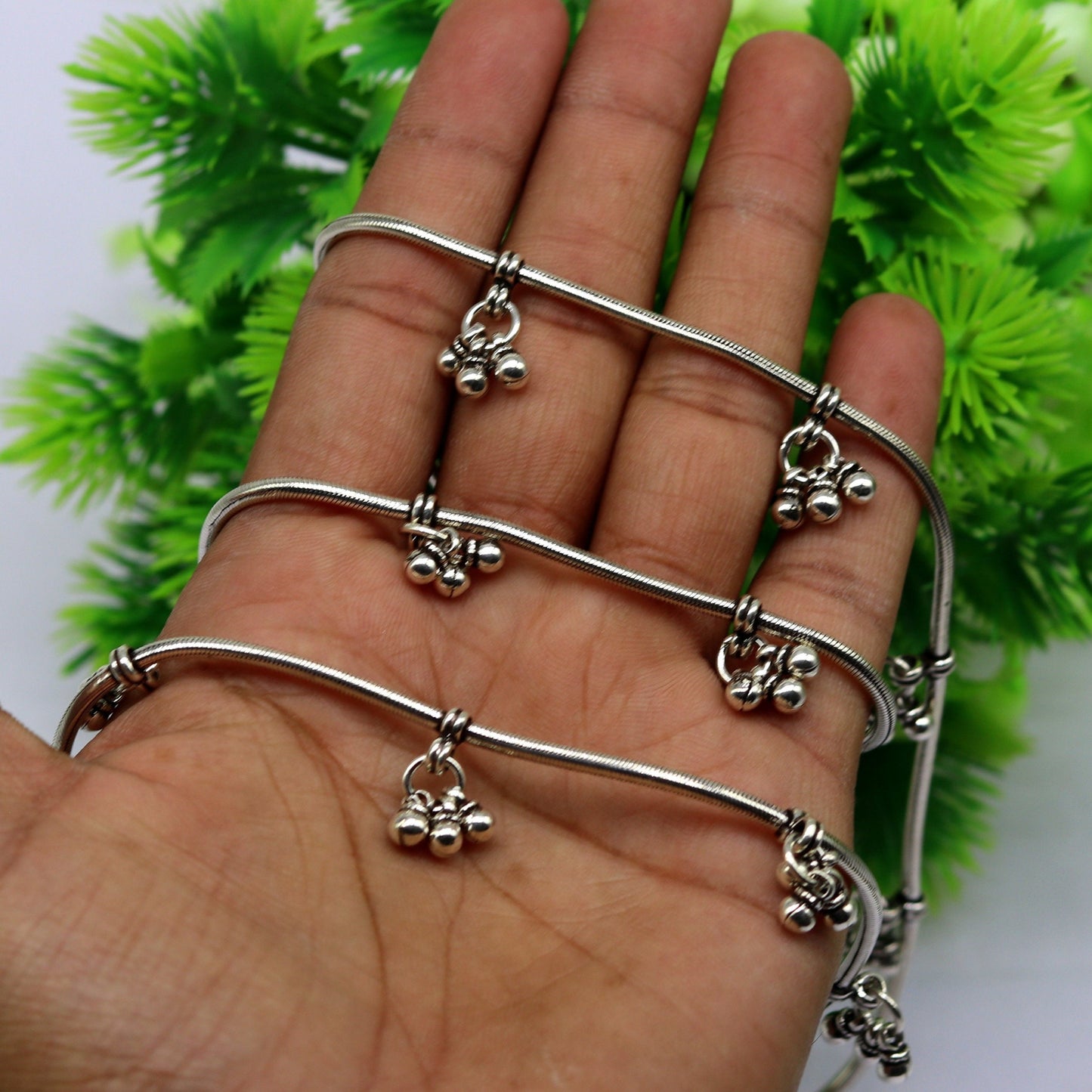 34" to 36" handmade adjustable 925 sterling silver snake chain waist belt, belly chain waist chain with hanging drops tribal jewelry nwch17 - TRIBAL ORNAMENTS