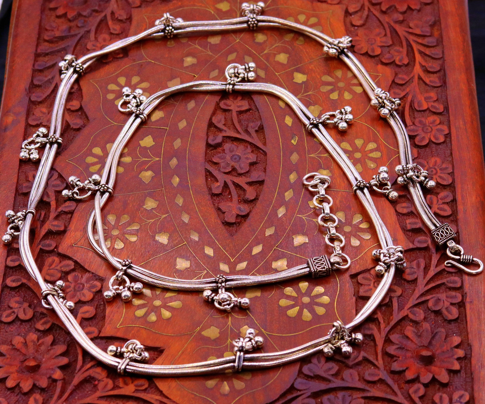 36 to 38 inches adjustable 925 sterling silver handmade vintage antique design belly chain,waist chain belly dance tribal jewelry wch06 - TRIBAL ORNAMENTS