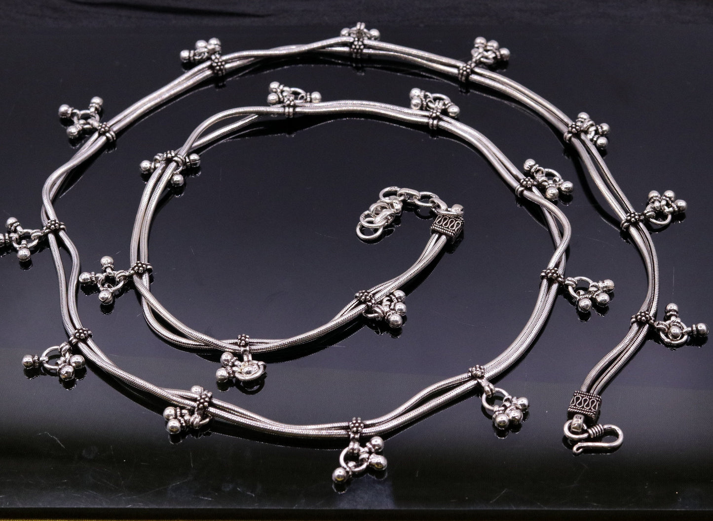 36 to 38 inches adjustable 925 sterling silver handmade vintage antique design belly chain,waist chain belly dance tribal jewelry wch06 - TRIBAL ORNAMENTS