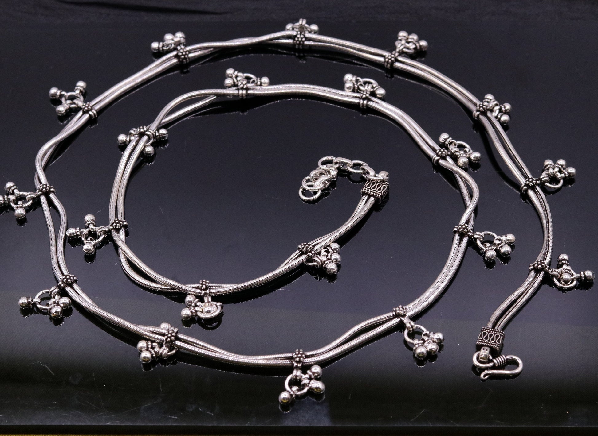 36 to 38 inches adjustable 925 sterling silver handmade vintage antique design belly chain,waist chain belly dance tribal jewelry wch06 - TRIBAL ORNAMENTS