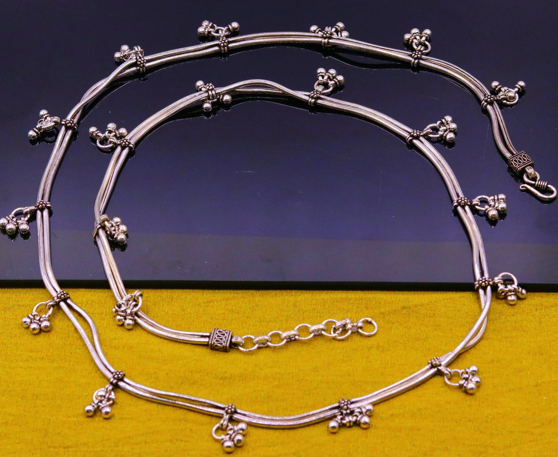 36 to 38 inches adjustable 925 sterling silver handmade vintage antique design belly chain,waist chain belly dance tribal jewelry wch06 - TRIBAL ORNAMENTS