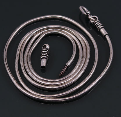 Sterling silver snake chain necklace by Tribal Ornaments, 36 inches, vintage screw design, perfect for pendant jewelry.