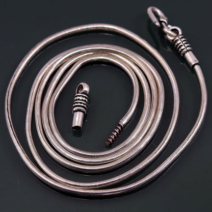 Vintage 36-inch 925 sterling silver snake chain necklace with screw clasp, designed for pendants, by TRIBAL ORNAMENTS.