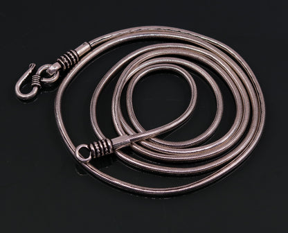 TRIBAL ORNAMENTS 36-inch 925 sterling silver snake chain necklace with screw clasp, vintage design and pendant attachment option.