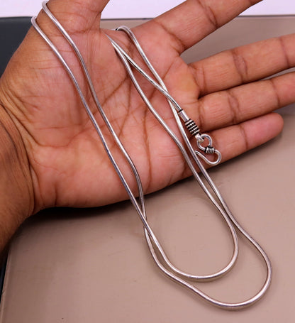 Sterling silver snake chain necklace by Tribal Ornaments, 36-inch vintage design with screw clasp and pendant-friendly style.