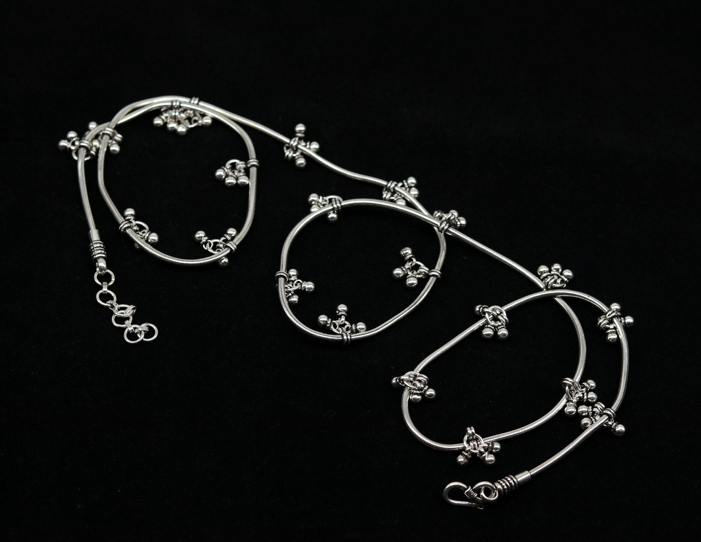 37.5" to 39.5" handmade adjustable 925 sterling silver snake chain waist belt, belly chain waist chain with hanging drops jewelry nwch18 - TRIBAL ORNAMENTS