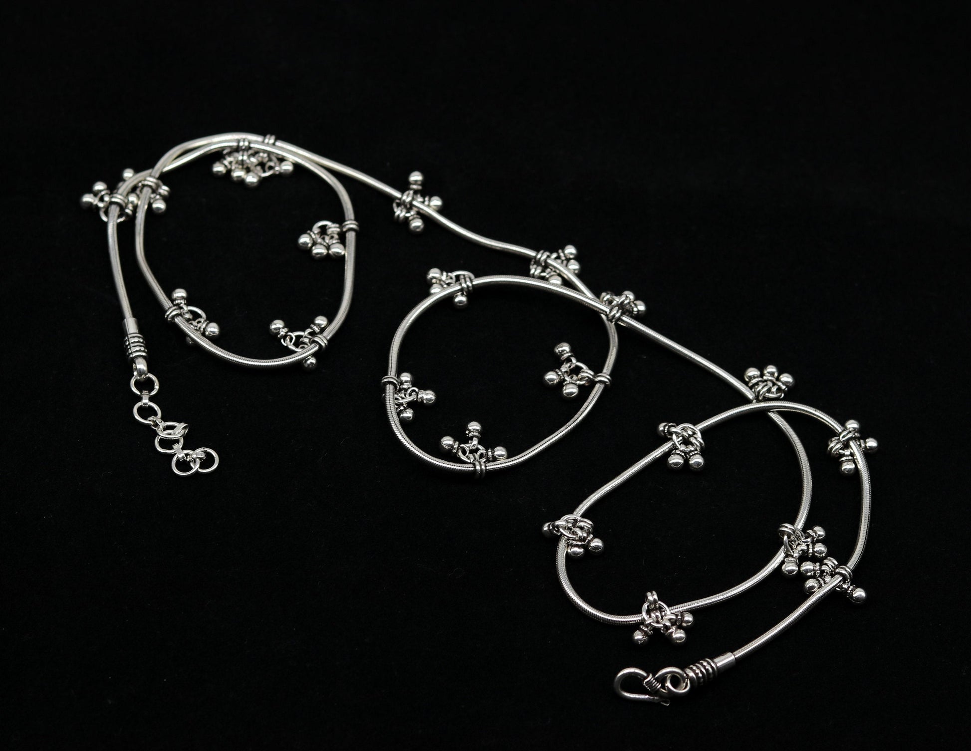 37.5" to 39.5" handmade adjustable 925 sterling silver snake chain waist belt, belly chain waist chain with hanging drops jewelry nwch18 - TRIBAL ORNAMENTS