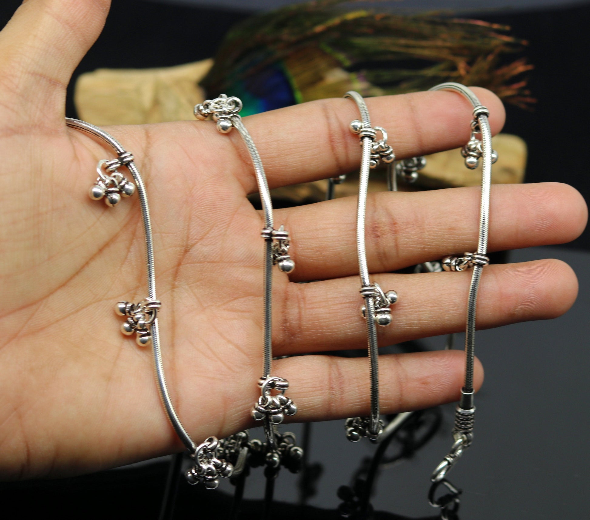 37.5" to 39.5" handmade adjustable 925 sterling silver snake chain waist belt, belly chain waist chain with hanging drops jewelry nwch18 - TRIBAL ORNAMENTS