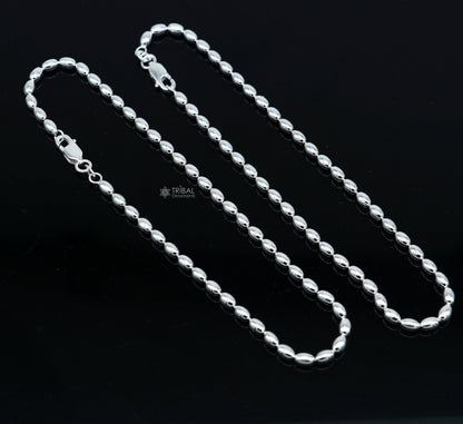 Sterling silver 3mm beaded ball chain anklet from TRIBAL ORNAMENTS, lightweight delicate jewelry for belly dance or casual wear.
