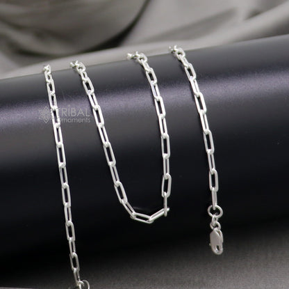 Sterling silver 3mm 20-inch fancy link chain necklace by Tribal Ornaments, featuring stylish design and high-quality craftsmanship.