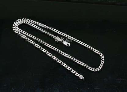 Sterling silver 20-inch handmade wheat chain necklace with modern trendy design, crafted by TRIBAL ORNAMENTS.