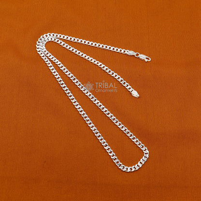 Sterling silver handmade 20-inch wheat chain necklace with modern trendy design, crafted by TRIBAL ORNAMENTS.
