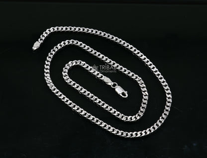3mm 20-inch solid sterling silver wheat chain necklace by TRIBAL ORNAMENTS, showcasing a modern, trendy, and handcrafted design.