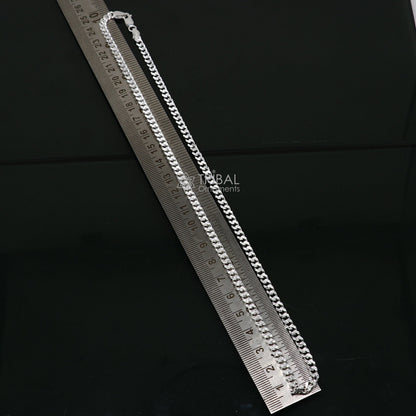 Sterling silver 20-inch handmade wheat chain necklace with modern trendy design by TRIBAL ORNAMENTS.