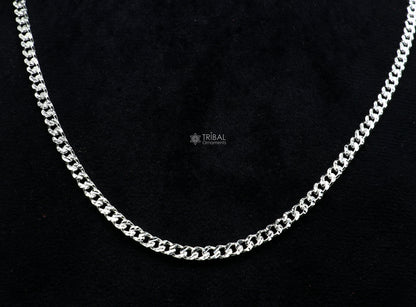 Handmade 3mm 20-inch sterling silver wheat chain necklace with modern, trendy design from TRIBAL ORNAMENTS.