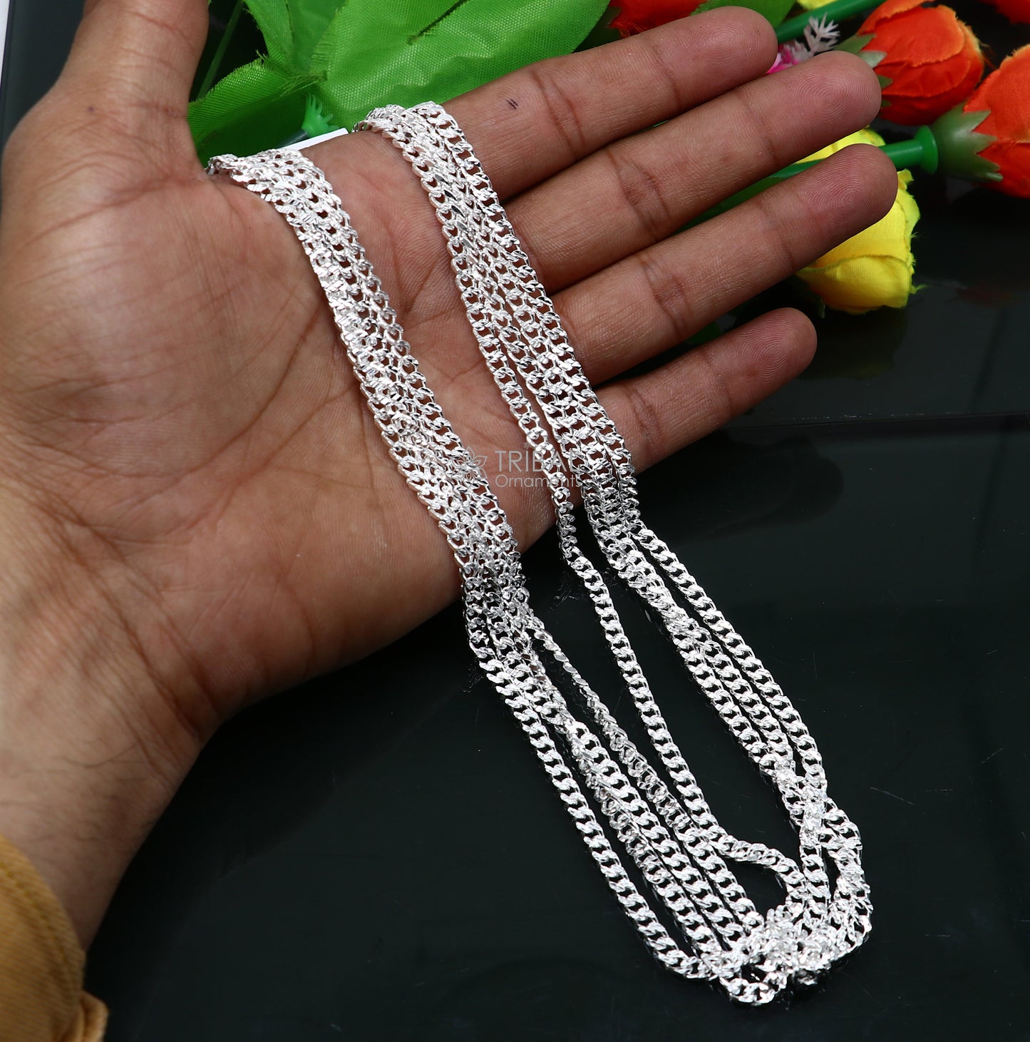 3mm 20" solid 925 sterling silver handmade modern trendy design wheat chain necklace giving it a distinctive and stylish look ch250 - TRIBAL ORNAMENTS