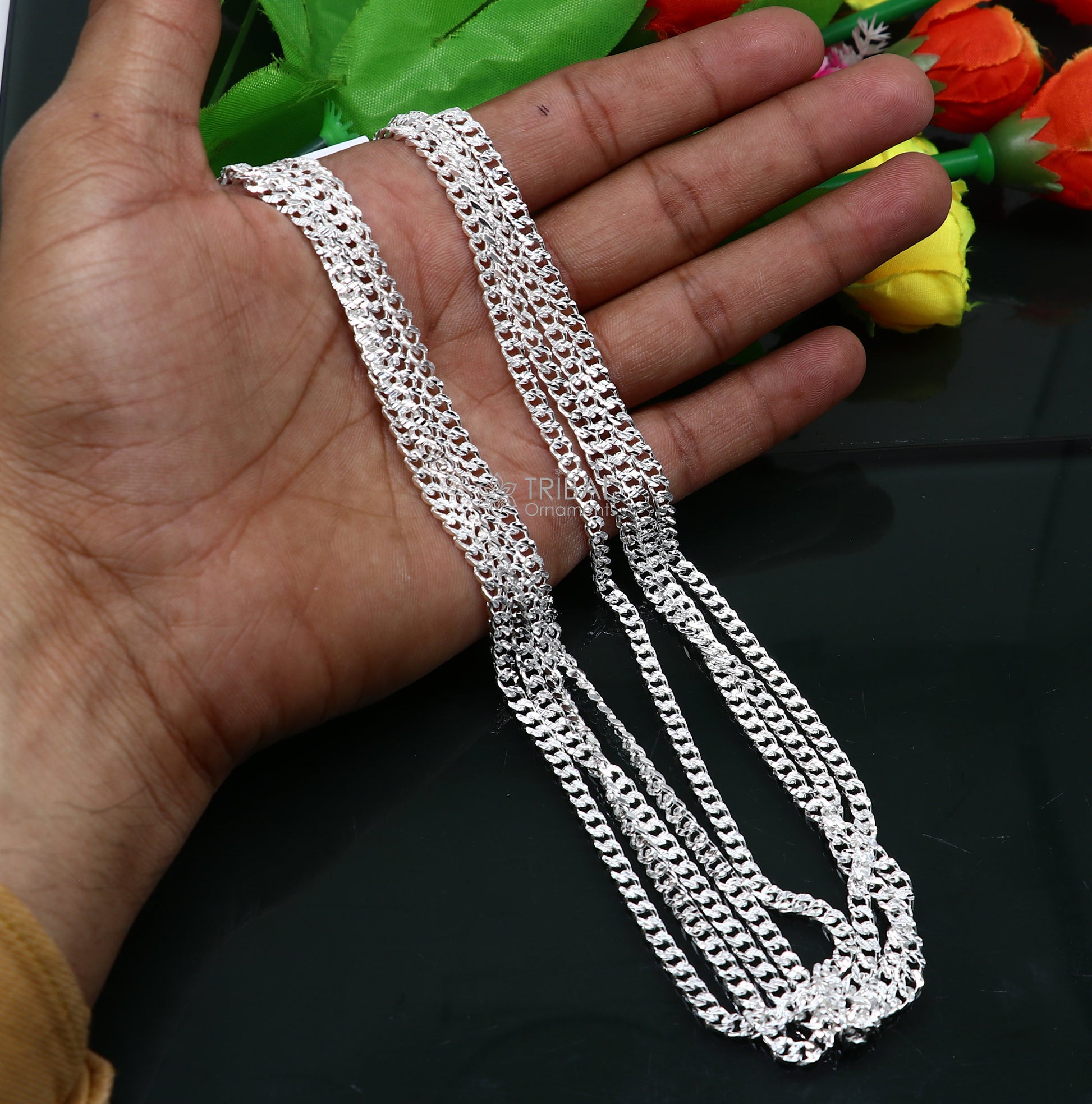 3mm 20" solid 925 sterling silver handmade modern trendy design wheat chain necklace giving it a distinctive and stylish look ch250 - TRIBAL ORNAMENTS