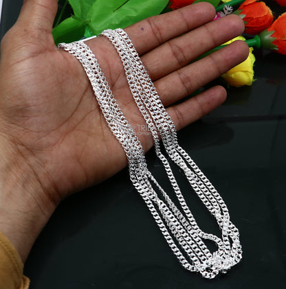 Sterling silver 20-inch handmade wheat chain necklace with a modern, trendy design by TRIBAL ORNAMENTS.