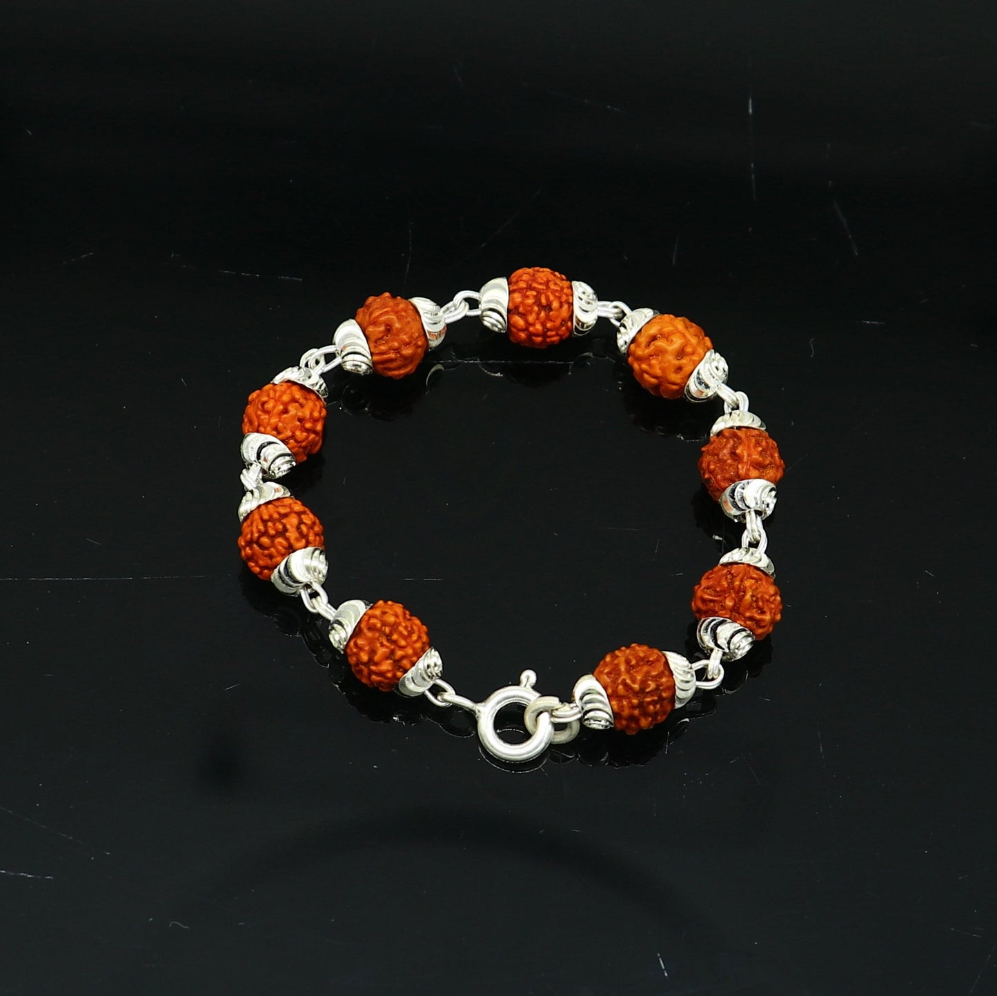 4.5" inch small 925 fine sterling silver customized Rudraksha beads stunning stylish bracelet or necklace for idols god shiva sbr218 - TRIBAL ORNAMENTS