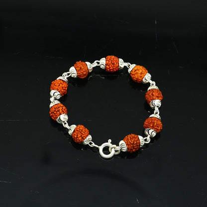 Sterling silver Rudraksha beads bracelet or necklace for Shiva, featuring small 4.5-inch handcrafted jewelry by TRIBAL ORNAMENTS.
