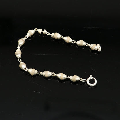 Handmade 925 sterling silver basil rosary beads necklace for Lord Krishna statues, featuring intricate craftsmanship and traditional design.