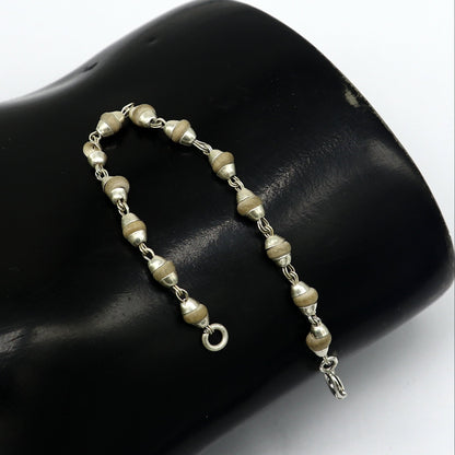 925 sterling silver handmade basil rosary beads necklace for Lord Krishna statues, featuring intricate design by TRIBAL ORNAMENTS.