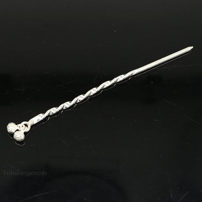 Handmade sterling silver eyeliner stick, 4.5 inches long, vintage-style kajal and surma stick by Tribal Ornaments.